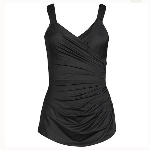 Lands end slender tummy control skirted black swimsuit - Picture 5 of 7
